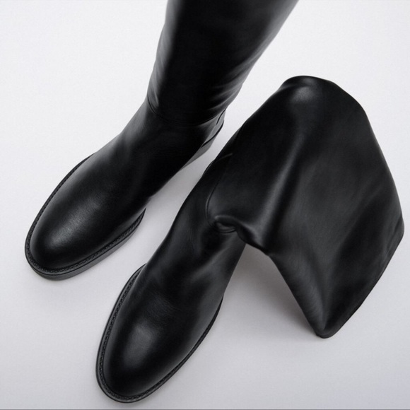 Zara low heeled leather boots - Picture 4 of 5